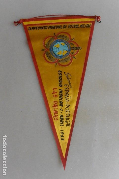 Bandierine di collezione: BANDERIN CAMPEONATO MUNDIAL FUTBOL MILITAR. ESPA&Ntilde;A -PORTUGAL. 1965