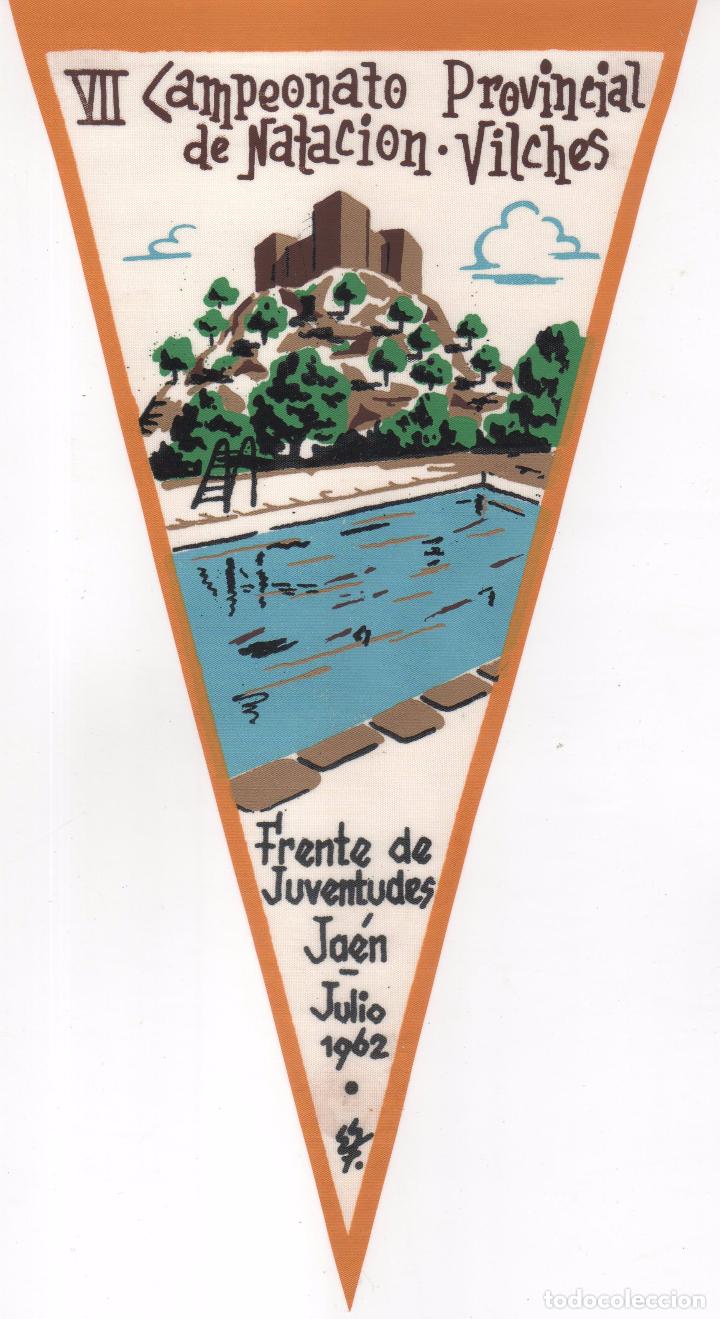 Fanions de collection: Bander&iacute;n VII Campeonato Nataci&oacute;n de Vilches. Frente Juventudes Ja&eacute;n. 1962