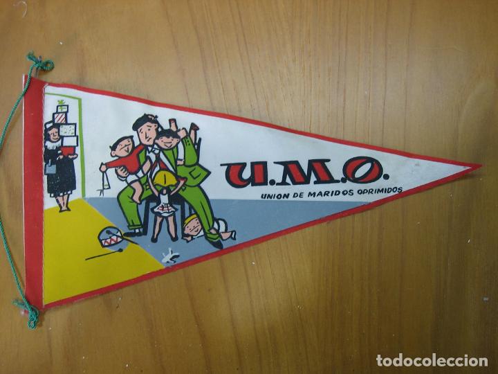 Banderines de colecci&oacute;n: Antiguo banderin publicitario. UMO. Uni&oacute;n de maridos oprimidos