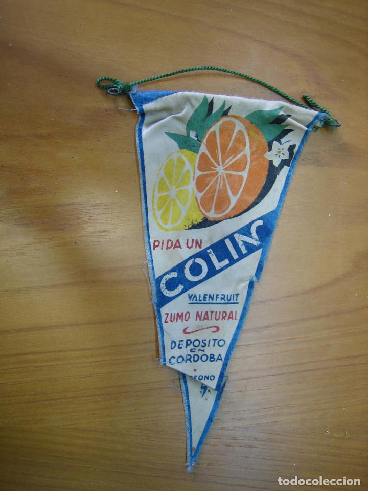Fanions de collection: Antiguo bander&iacute;n publicitario a&ntilde;os 60. Zumo natural Col&iacute;n.Cordoba