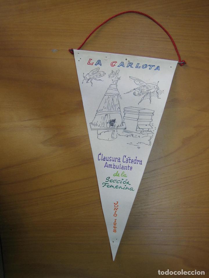 Banderines de colecci&oacute;n: Antiguo bander&iacute;n publicitario a&ntilde;os 60. Clausura C&aacute;tedra Ambulan de la secci&oacute;n femenina de la Carlota