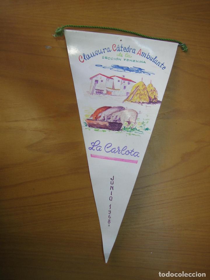 Banderines de colecci&oacute;n: Antiguo bander&iacute;n publicitario a&ntilde;os 60. Clausura C&aacute;tedra Secci&oacute;n femenina de la Carlota 1968