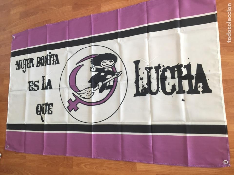 Galhardetes de cole&ccedil;&atilde;o: Bandera feminismo. Mujer bonita es la que lucha. Igualdad trabajo