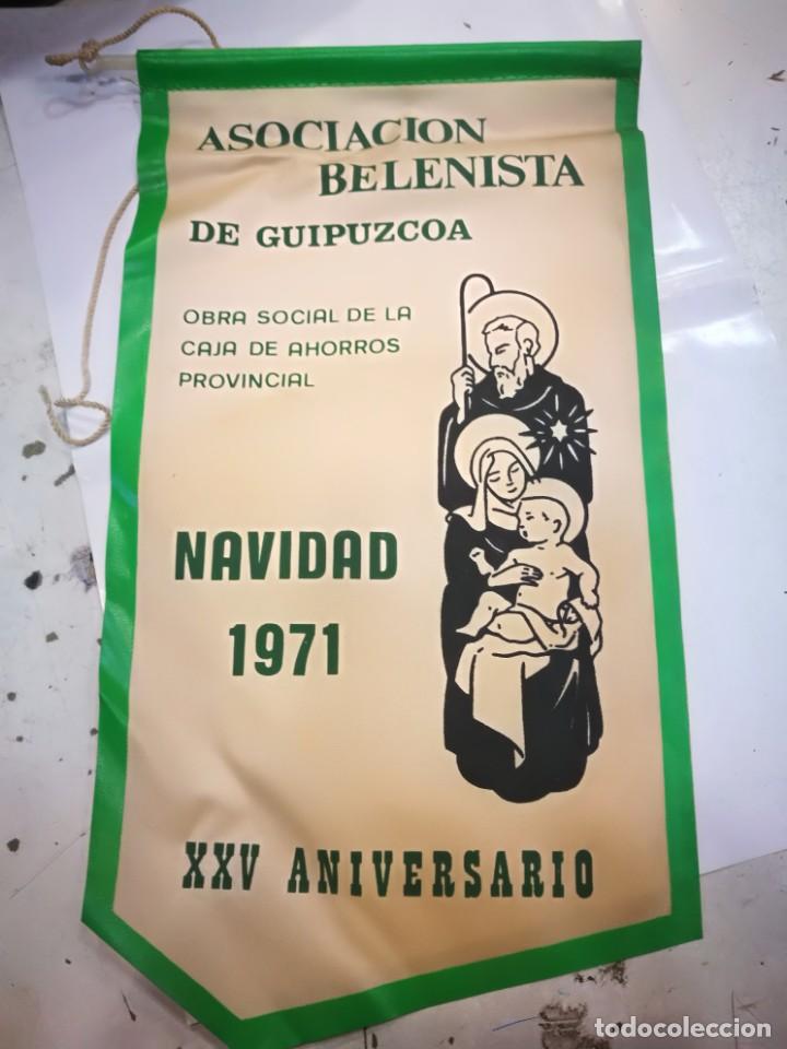 Galhardetes de cole&ccedil;&atilde;o: Banderin asociacion Belenista de Guip&uacute;zcoa 1971 Obra social de la Caja de Ahorros provincial xxv ani