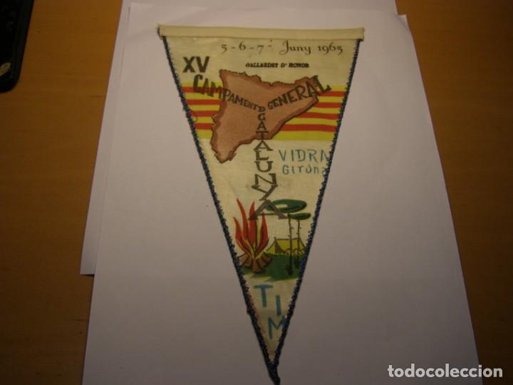 Banderines de colecci&oacute;n: Banderin XV Campamento general de Catalunya, a&ntilde;o 1965, Vidr&agrave;. A.E. Sabadell.
