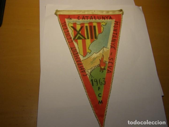 Banderines de colecci&oacute;n: Banderin XIII Campament General Catalunya, a&ntilde;o 1963, Muntany&agrave; - Seva. C.E. Gracia.