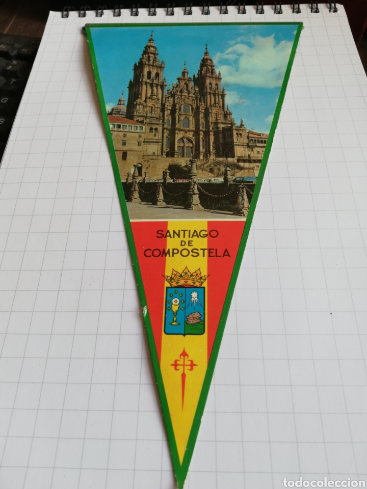 Fanions de collection: Banderin de Santiago de Compostela, carton, doble cara
