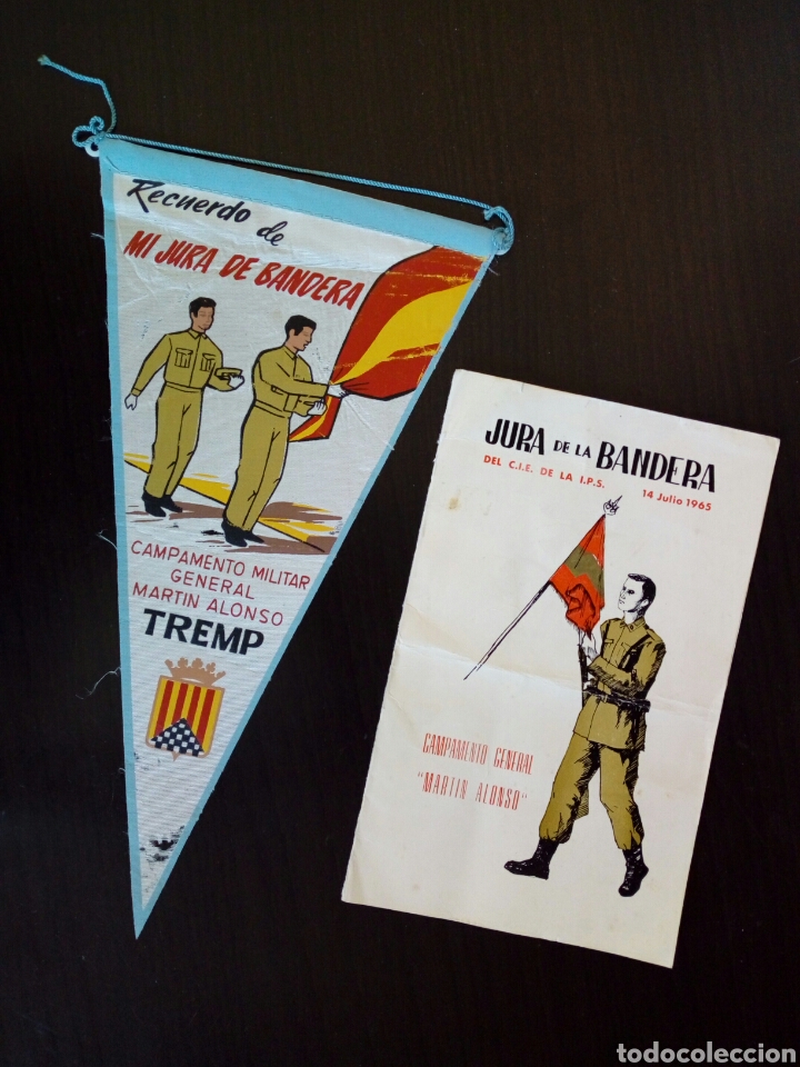 Banderines de colección: BANDERIN + PROGRAMA DE ACTOS - Jura Bandera C.I.E. de la I.P.S. - Campamento Martin Alonso 14-7-1965 - Foto 1 - 170924035