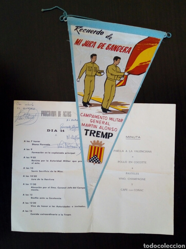Banderines de colección: BANDERIN + PROGRAMA DE ACTOS - Jura Bandera C.I.E. de la I.P.S. - Campamento Martin Alonso 14-7-1965 - Foto 3 - 170924035