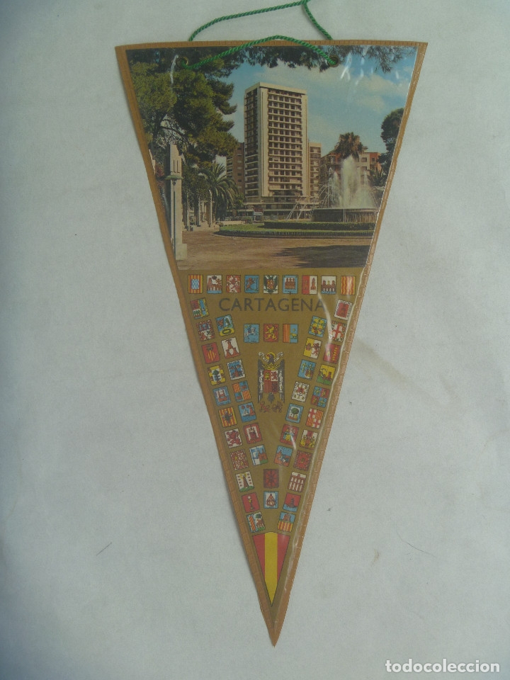 Galhardetes de cole&ccedil;&atilde;o: BANDERIN TURISTICO DE CARTAGENA ( MURCIA ). A&Ntilde;OS 60. CON AGUILA DE SAN JUAN - FRANCO