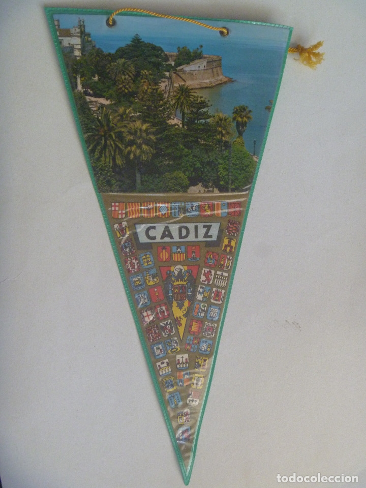 Galhardetes de cole&ccedil;&atilde;o: BANDERIN TURISTICO DE CADIZ . A&Ntilde;OS 60. CON AGUILA DE SAN JUAN - FRANCO
