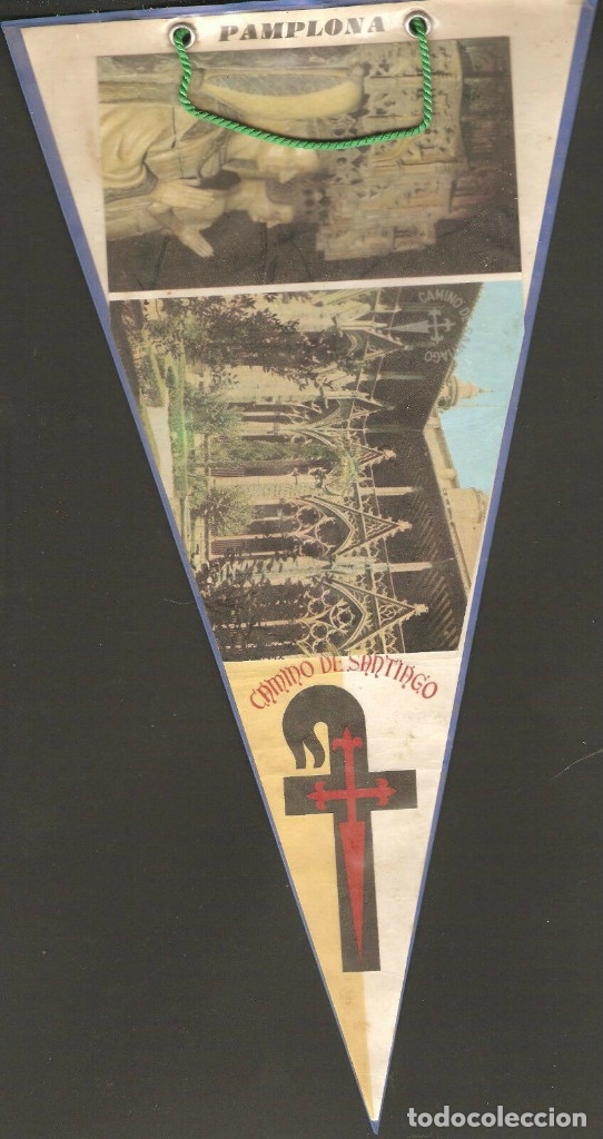 Sammlung von Wimpeln: BANDERIN ANTIGUO PAMPLONA,CAMINO SANTIAGO,TAMA&Ntilde;O 15 X 28