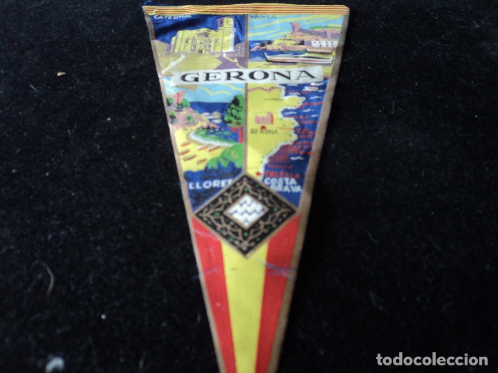 Galhardetes de cole&ccedil;&atilde;o: ANTIGUO BANDERIN TELA GERONA COSTA BRAVA 26 x 13 cm