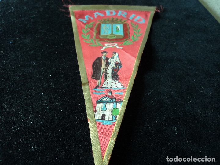 Galhardetes de cole&ccedil;&atilde;o: ANTIGUO BANDERIN TELA  MADRID CHULAPOS 26 x 13 cm
