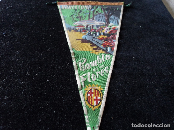 Sammlung von Wimpeln: ANTIGUO BANDERIN tela BARCELONA RAMBLA DE LAS FLORES 26 x 13 cm