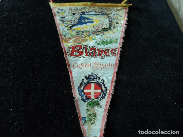 Banderines de colecci&oacute;n: ANTIGUO BANDERIN tela BLANES COSTA BRAVA 26 x 13 cm