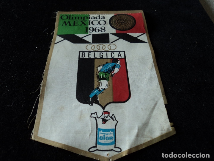 Banderines de colecci&oacute;n: ANTIGUO BANDERIN TELA OLIMPIADAS M&Eacute;XICO 1968 BELGICA 19 x12cm GIOR