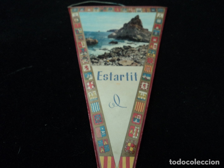 Banderines de colecci&oacute;n: BANDERIN PLASTIFICADO ESTARTIT CON ESCUDOS ESPA&Ntilde;A 28 X 15 CM