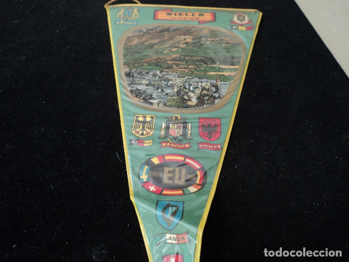 Banderines de colecci&oacute;n: BANDERIN PLASTIFICADO VIELLA CON ESCUDOS EUROPEOS 28 X 15 CM