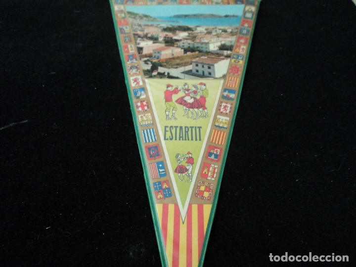 Banderines de colecci&oacute;n: BANDERIN PLASTIFICADO ESTARTIT CON ESCUDOS ESPA&Ntilde;A 28 X 15 CM