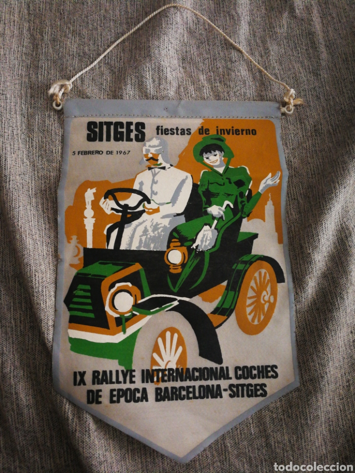Bandierine di collezione: BANDER&Iacute;N 9&deg;RALLYE INTERNACIONAL COCHES DE &Eacute;POCA BARCELONA-SITGES, 1967.