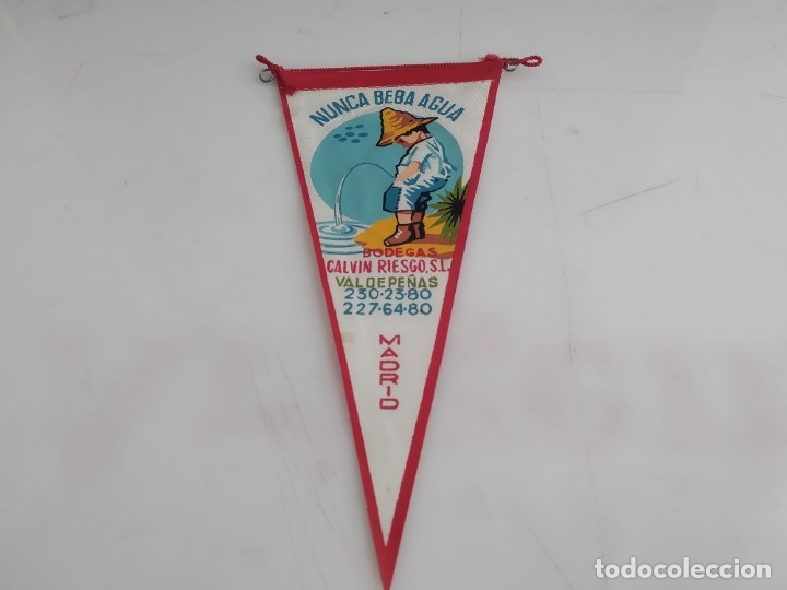 Collection pennants: ANTIGUO BANDERIN DE  TELA NUNCA BEBAS AGUA
