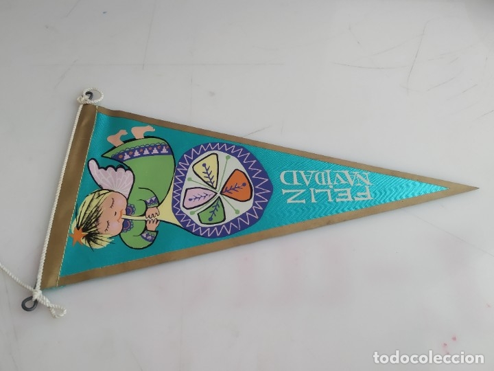 Bandierine di collezione: ANTIGUO BANDERIN DE TELA FELIZ NAVIDAD