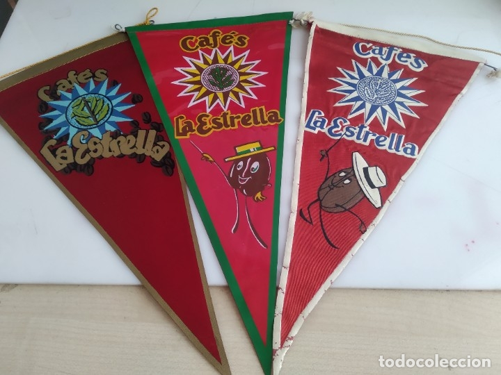 Bandierine di collezione: ANTIGUO BANDERIN DE TELA CAFES LA ESTRELLA