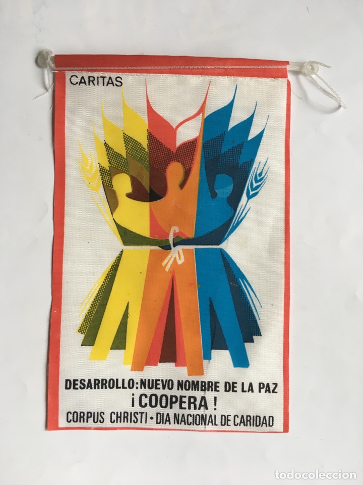 Galhardetes de cole&ccedil;&atilde;o: BANDER&Iacute;N. CARITAS. DESARROLLO: NUEVO NOMBRE DE LA PAZ. COOPERA!. CORPUS CHRISTI. DIA NACIONAL DE CAR