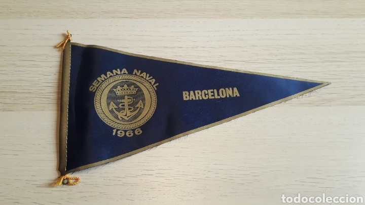 Fanions de collection: Bander&iacute;n tela Armada Espa&ntilde;ola / Na&uacute;tica, 1&ordf; Semana Naval Barcelona. A&ntilde;o 1966.