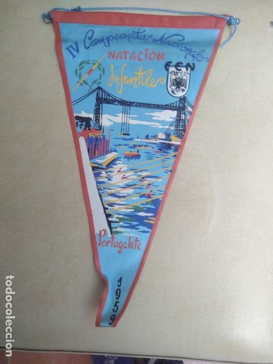 Banderines de colecci&oacute;n: Antiguo banderin campeonatos nacionales infantiles, portugalete a&ntilde;o 1959