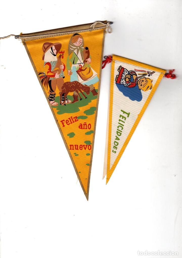 Banderines de colecci&oacute;n: LOTE DE 2 BANDERINES INFANTILES FELIZ A&Ntilde;O NUEVO. A&Ntilde;OS 60