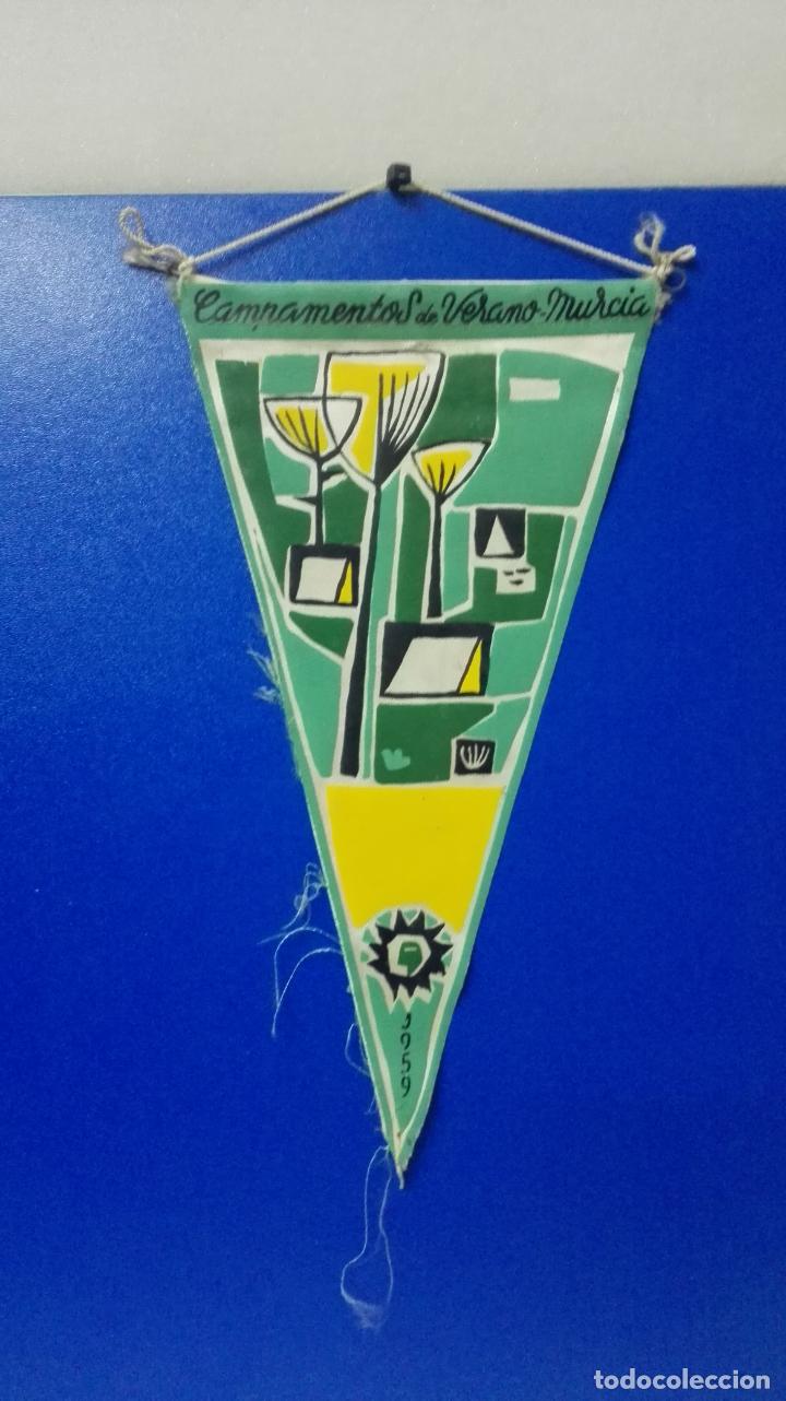 Banderines de colecci&oacute;n: ANTIGUO BANDERIN TELA CAMPAMENTO VERANO MURCIA A&Ntilde;O 1959