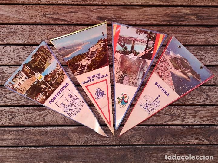 Banderines de colecci&oacute;n: 4 Banderines de Pontevedra, Monte Santa Tecla, Tuy y Bayona