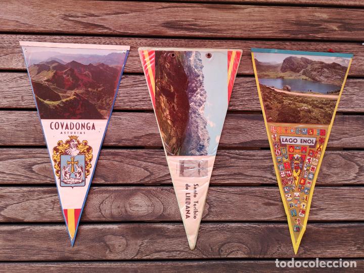 Banderines de colecci&oacute;n: 3 Banderines de Covadonga, Lago Enol y Santo Toribio de Li&eacute;bana a&ntilde;os 60'