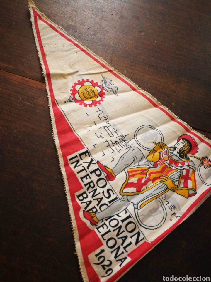 Banderines de colecci&oacute;n: ANTIGUO BANDER&Iacute;N EXPOSICI&Oacute;N INTERNACIONAL BARCELONA, 1929. EN TELA. 34CM.
