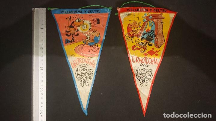 Banderines de colecci&oacute;n: LOTE DE 2 BANDERINES CON DIBUJOS - VILLANUEVA Y GELTRU - ELECTROTECNIA , LEER DESCRIPCION