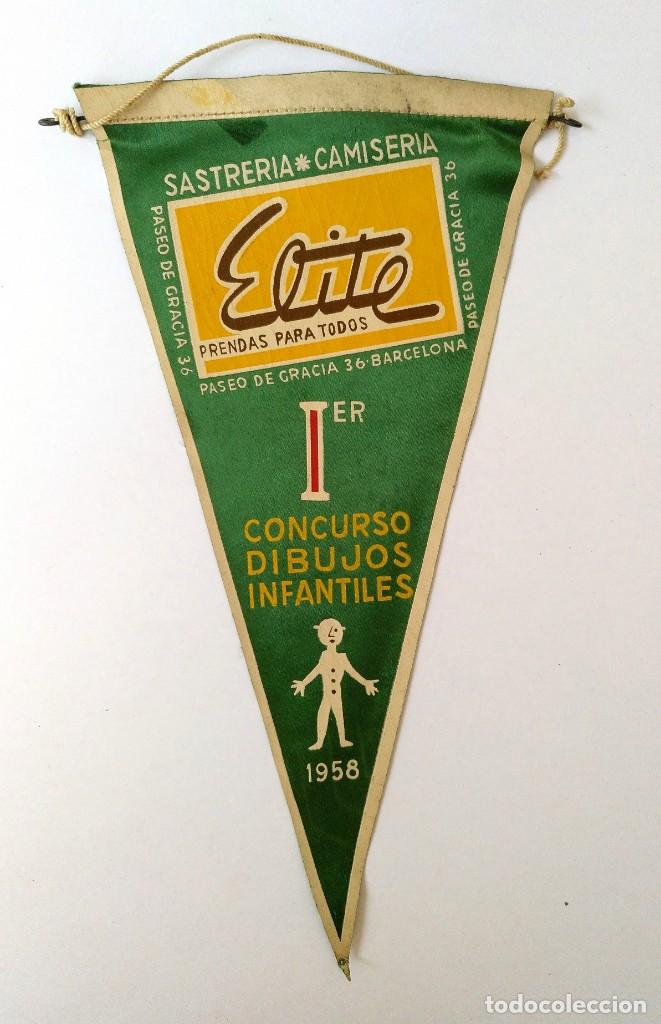 Banderines de colecci&oacute;n: BANDERIN PUBLICITARIO - SASTRER&Iacute;A CAMISERIA ELITE (BARCELONA) - CONCURSO DE DIBUJOS - A&Ntilde;O 1958