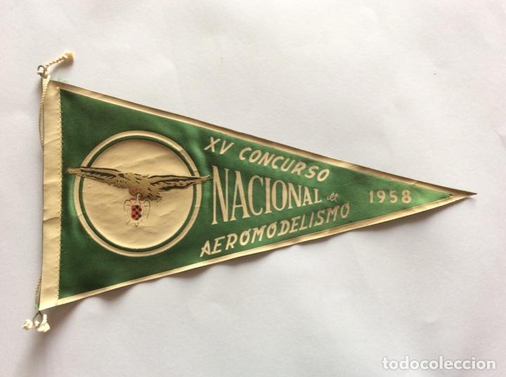 Banderines de colecci&oacute;n: BANDER&Iacute;N TELA FALANGE SEU S.E.U. AVI&Oacute;N AVIACI&Oacute;N XV CONCURSO NACIONAL DE AEROMODELISMO. 1958.