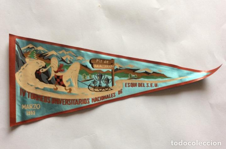 Banderines de colecci&oacute;n: BANDER&Iacute;N TELA FALANGE IV TORNEOS UNIVERSITARIOS NACIONALES ESQUI SEU S.E.U. 1955 NAVACERRADA MADRID