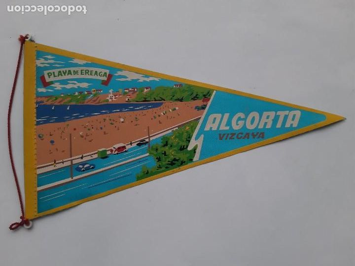 Bandierine di collezione: ANTIGUO BANDERIN DE TELA ALGORTA VIZCAYA PLAYA DE EREAGA TURISMO