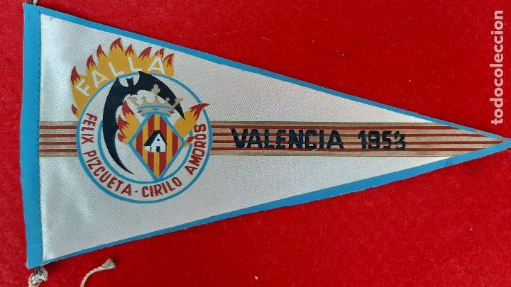 Bandierine di collezione: BANDERIN PUBLICIDAD FALLAS DE VALENCIA FALLA FELIX PIZCUETA CIRILO AMOROS 1958 ANTIGUO ORIGINAL , B2