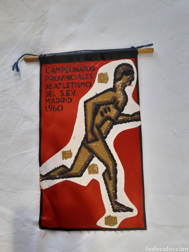 Bandierine di collezione: Banderin tela Campeonatos provinciales de atletismo del SEV Madrid 1960