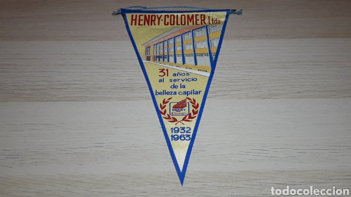 Bandierine di collezione: Bander&iacute;n tela, Industrias Henry Colomer Ltda. Peluquer&iacute;a, 31 a&ntilde;os servicio belleza capilar 1932-1963