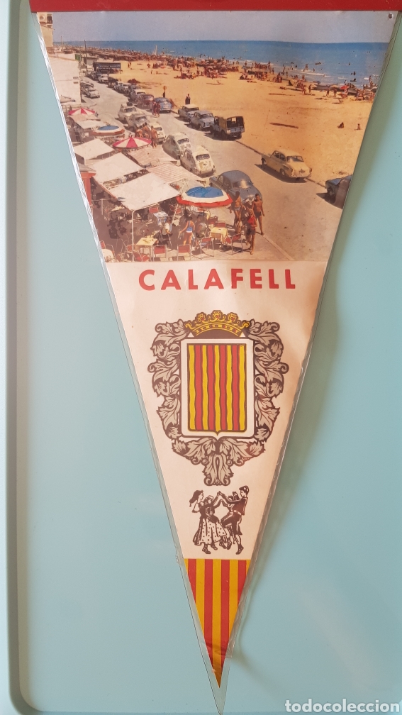 Galhardetes de cole&ccedil;&atilde;o: Bander&iacute;n CALAFELL. COSTA DORADA. PLASTIFICADO.