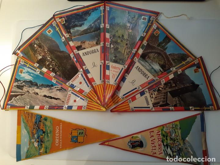Galhardetes de cole&ccedil;&atilde;o: Lote de 8 banderines Andorra, a&ntilde;os 60