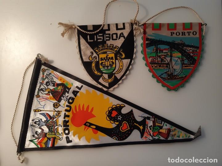 Galhardetes de cole&ccedil;&atilde;o: Lote de 3 banderines Portugal a&ntilde;os 60