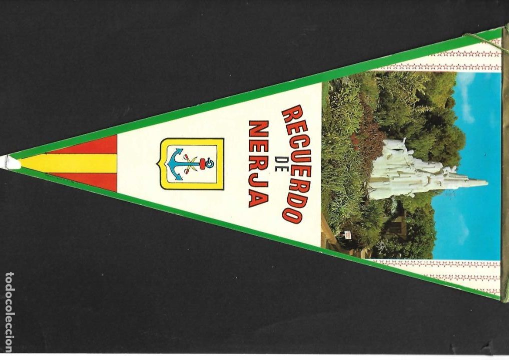 Banderines de colecci&oacute;n: bander&iacute;n con postal. nerja, m&aacute;laga - Foto 1