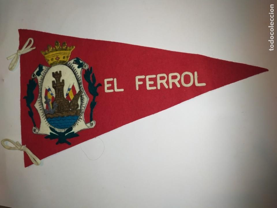 Galhardetes de cole&ccedil;&atilde;o: ANTIGUO BANDER&Iacute;N TUR&Iacute;STICO SOUVENIR EL FERROL TERCIOPELO RARO &Uacute;NICO? PRECIOSO