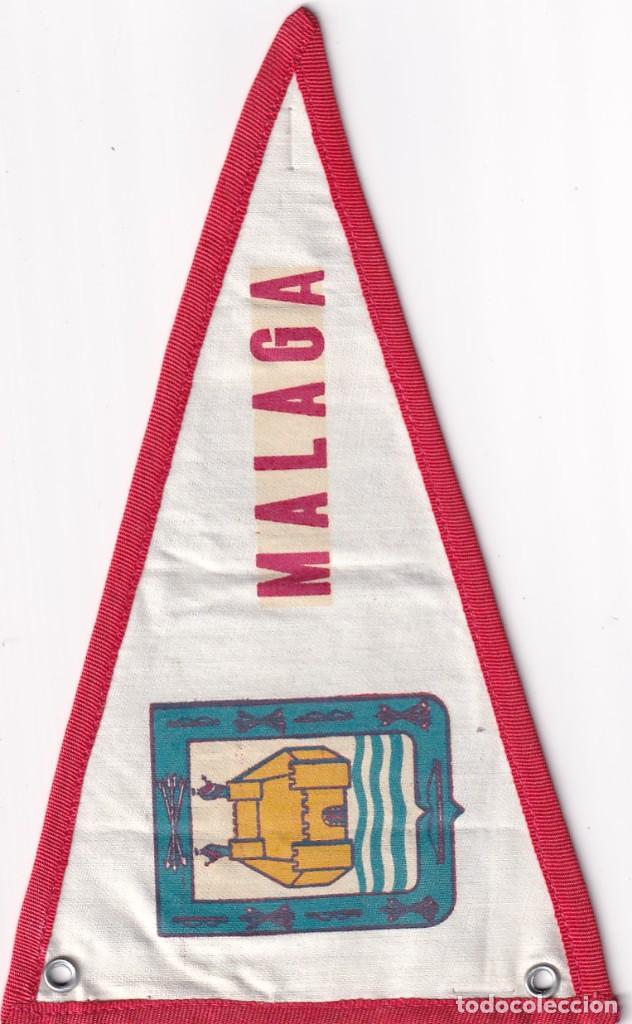 Fanions de collection: Bander&iacute;n en tela Recuerdo de Espa&ntilde;a M&aacute;laga unos 20 cm